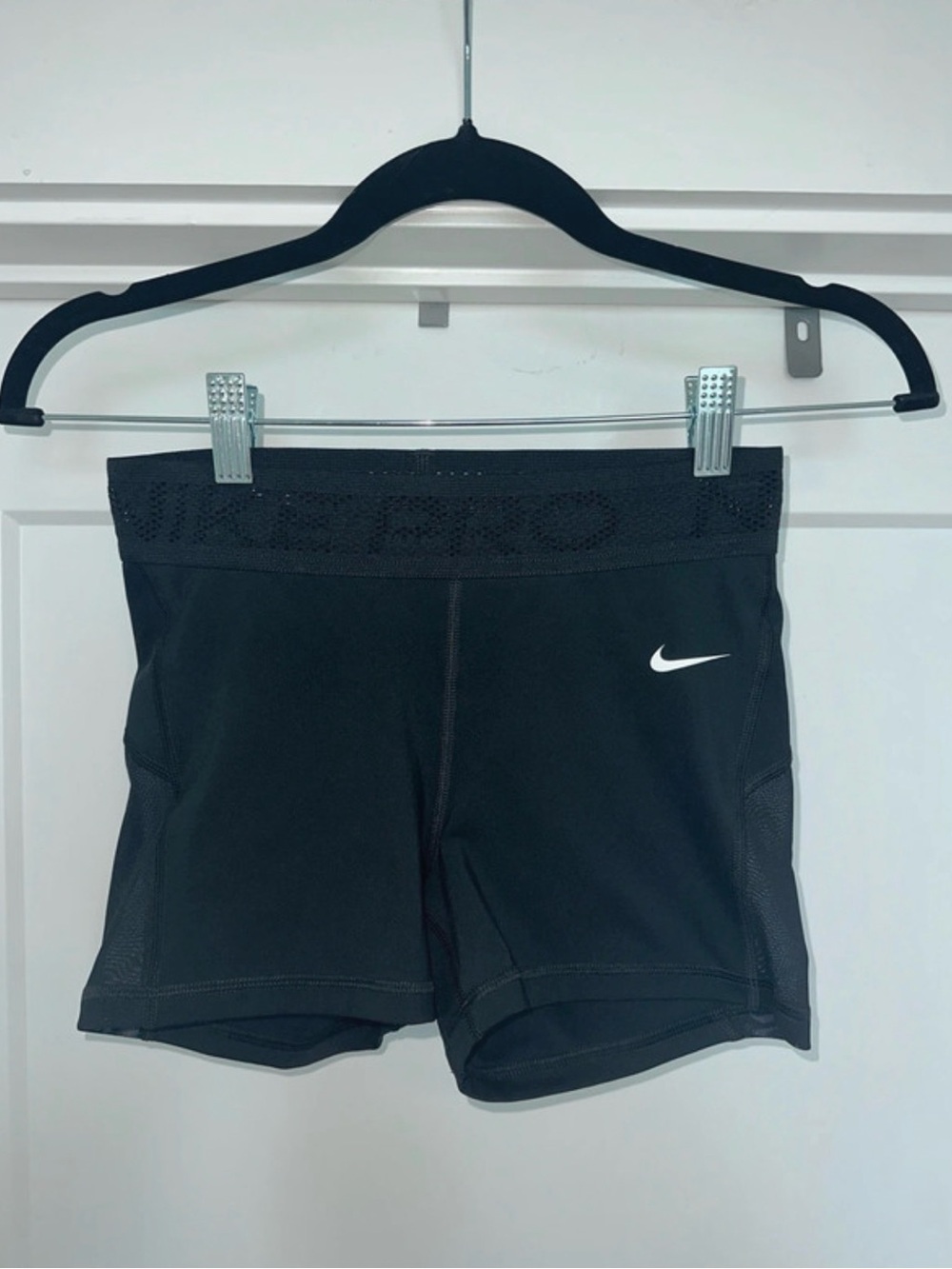 Nike Black Women's Athletic Training Shorts with White Swoosh